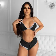 SC Sexy Denim Bra Top Mini Shorts Two Piece Sets BS-1214