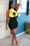 SC Poker Print Sleeveless Mini Bodycon Dress MIL-138