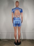 SC Sexy Printed Crop Top Shorts Two Piece Sets MK-3014