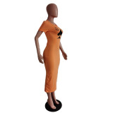 SC Plus Size 4XL Poker Print Short Sleeve Slim Maxi Dress AWF-0012