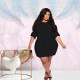 SC Plus Size 5XL Solid O Neck Loose Mini Dress BMF-006