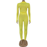 SC Solid Long Sleeve Tight Two Piece Pants Set FNN-8516