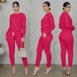 SC Streetwear Fashion Casual Tracksuit Solid Color Long Sleeve Pants Set XMY-9255