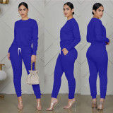 SC Streetwear Fashion Casual Tracksuit Solid Color Long Sleeve Pants Set XMY-9255