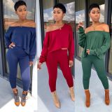 SC Fall New Off-Shoulder Sexy Casual Solid Color Two Piece Set YFS-902