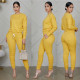 SC Streetwear Fashion Casual Tracksuit Solid Color Long Sleeve Pants Set XMY-9255