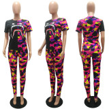 SC Camouflage Shark Mouth Print 2 Piece Pants Set MAE-2055