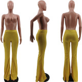 SC Solid High Waist Long Tight Flared Pants TK-6108