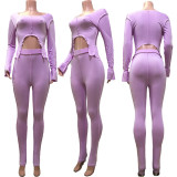 SC Casual Long Sleeve Fitness Two Piece Pants Set MDF-5157