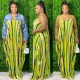 SC Colorful Striped V Neck Spaghetti Strap Loose Maxi Dress SMR-9661