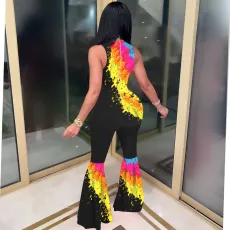 SC Trendy Printed Sleeveless Flared Jumpsuits NIK-157