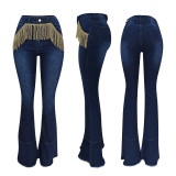 SC Plus Size Fashion Sexy Nightclub Slim Tassel Jeans YD-8139-1