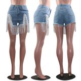 SC Denim Ripped Hole Tassel Jeans Shorts MOF-8821