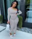 SC Plus Size Solid Off Shoulder Long Sleeve Jumpsuits QZX-6151