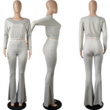 SC Solid Batwing Sleeve Tops Flared Pants 2 Piece Sets MIL-154