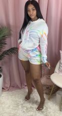 SC Casual Printed Hoodies Shorts Two Piece Sets MK-3016