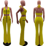 SC Sexy Halter Backless Tops Flare Pants 2 Piece Sets HM-6338