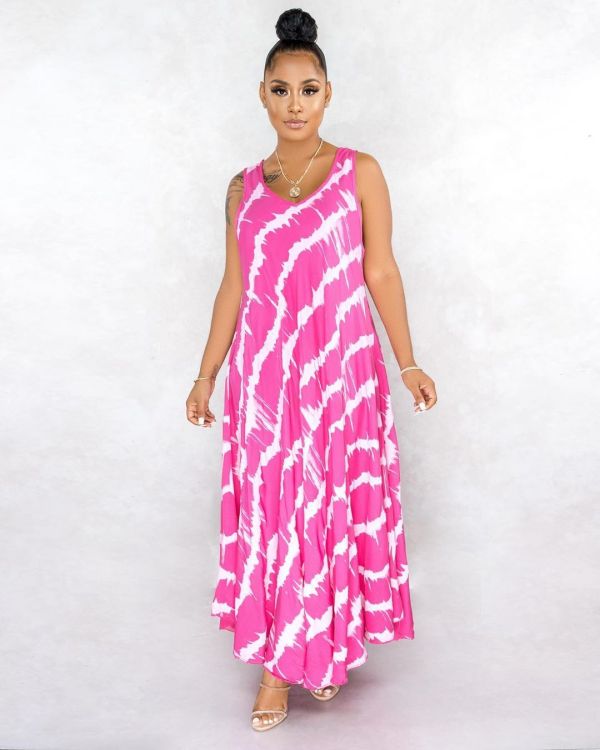 SC Plus Size Printed Sleeveless Long Dress CQ-051