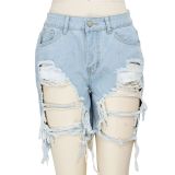 SC Plus Size Denim Ripped Holes Jeans Shorts HSF-2296