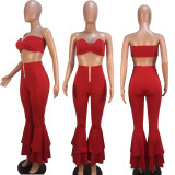 SC Plus Size Sexy Tube Top Flared Pants 2 Piece Sets DAI-8053