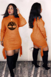 SC Fashion Solid Color Long Sleeve Print Mini Dress MIL-076