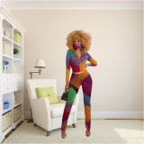 SC Casual Printed Tight 2 Piece Pants Set Without Mask MDF-5160