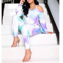 SC Tie Dye Print Long Sleeve 2 Piece Pants Set SHA-6173