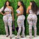 SC Plus Size Butterfly Print One Shoulder 2 Piece Pants Set XMY-9258