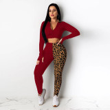 SC Leopard Patchwork Hooded Two Piece Sets GLF-8022