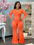 SC Casual Solid Color Long Sleeve Big Flared Jumpsuit ARM-8222