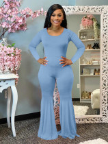 SC Casual Solid Color Long Sleeve Big Flared Jumpsuit ARM-8222