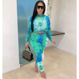 SC Casual Tie Dye Print Hooded Long Sleeves 2 Piece Sets ZSD-0315