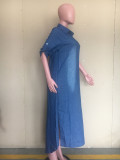 SC Fashion Lapel Split Sexy Long Maxi Denim Dress ORY-5168