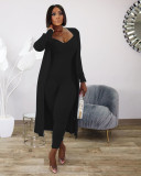 SC Casual Rib Long Sleeve Coat + Slim Fit jumpsuit Two Piece Set TR-1068