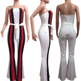 SC Sexy Striped Off Shoulder Sashes Tube Jumpsuits OY-6213