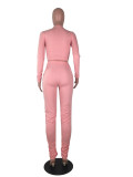 SC Solid Hole Long Sleeve Stacked Pants Two Piece Sets SMF-8027