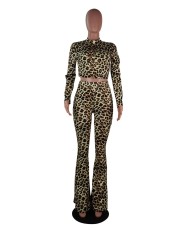 SC Leopard Long Sleeve Flared Pants 2 Piece Sets Without Mask SMF-8026