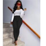 SC Solid Long Sleeve T Shirt Pants Two Piece Sets YIY-5212