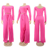 SC Plus Size Solid Long Sleeves Two Piece Pants Set SFY-160