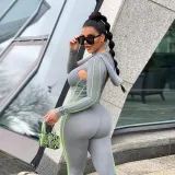 SC Sleeveless Jumpsuits+Hooded Crop Top 2 Piece Sets GLF-8028