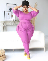 SC Plus Size 5XL Solid Half Sleeve Jumpsuits BMF-024