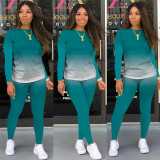 SC Gradient Long Sleeves Two Piece Pants Sets SMR-9735