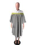 SC Plus Size Casual Loose Striped Irregular Shirt Dress DMF-8041