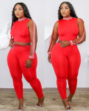 SC Fashion Sexy Solid Color Crop Top And Pants Two Piece Set DMF-8142