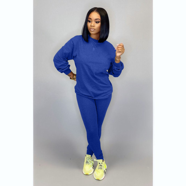 SC Fashion Simple Sports Solid Color Long Sleeve Top And Pants Two Piece Set LSD-8631-1