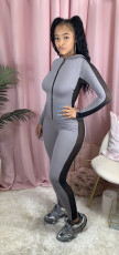 SC Plus Size Casual Hooded Long Sleeve Jumpsuits SHA-6175
