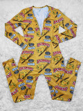 SC Casual Printed V Neck Long Sleeve Jumpsuits SHD-9431