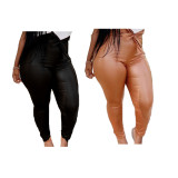SC Plus Size Fashion Casual Solid Color Leather Pants BLI-2156