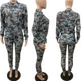 SC Plus Size 4XL Fashion Camouflage Long Sleeve Top And Pants Casual Sports Set WAF-7070-1