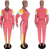 SC Casual Patchwork Tracksuit Two Piece Sets LM-8127